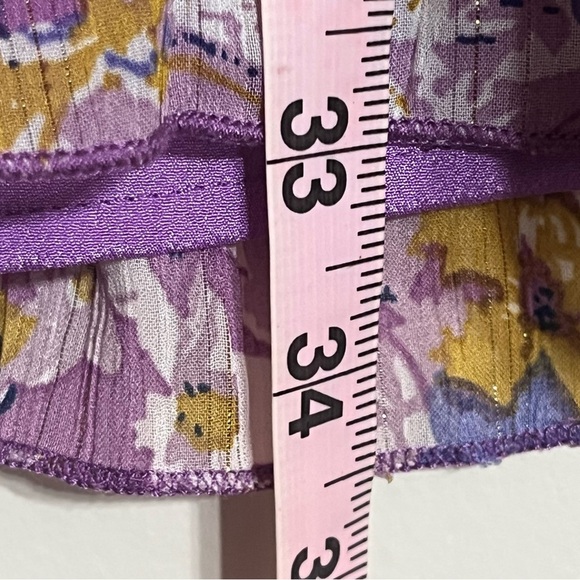 Nasty Gal Womens Size 10 Sunflower Lilac Floral Print Pleated Plunge Mini Dress - Picture 9 of 10